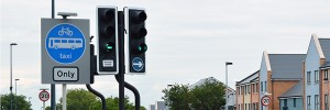 traffic lights with bus only sign