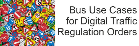 jumble of multicoloured road signs on the left with the event name on the right.