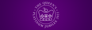 Platinum Jubilee logo on purple background
