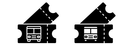 Stylised Black and white paper bus tickets